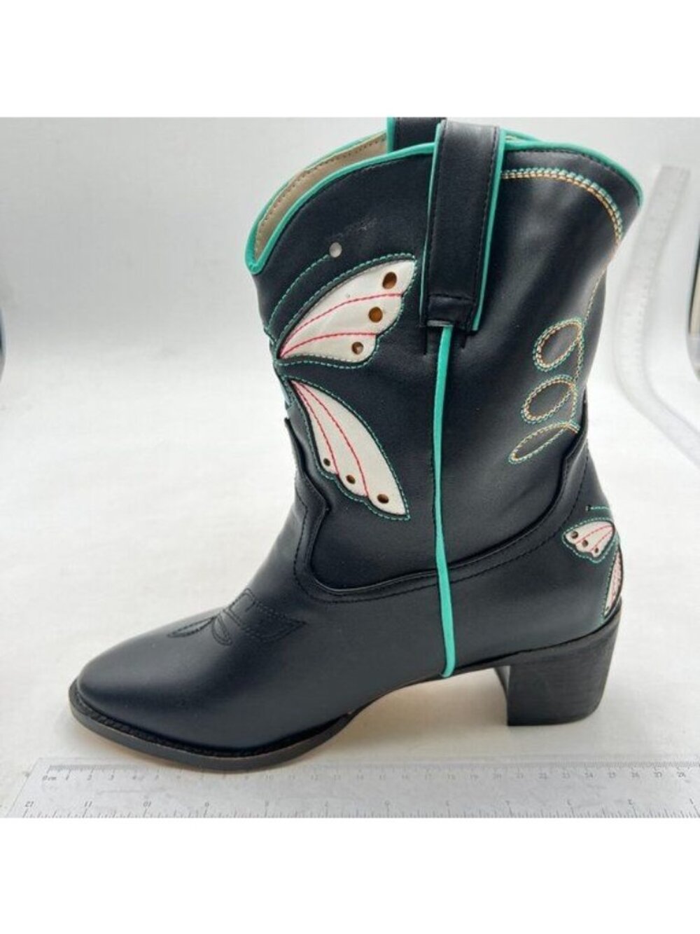 Women's Wide Calf Cowboy Boots Pointed Toe Western Cowgirl Boots Dark Green